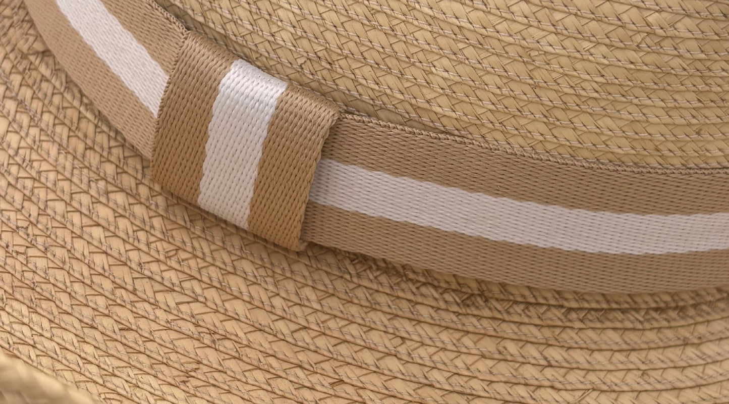 Beige White Stripe Hatband - Hattie Lapel