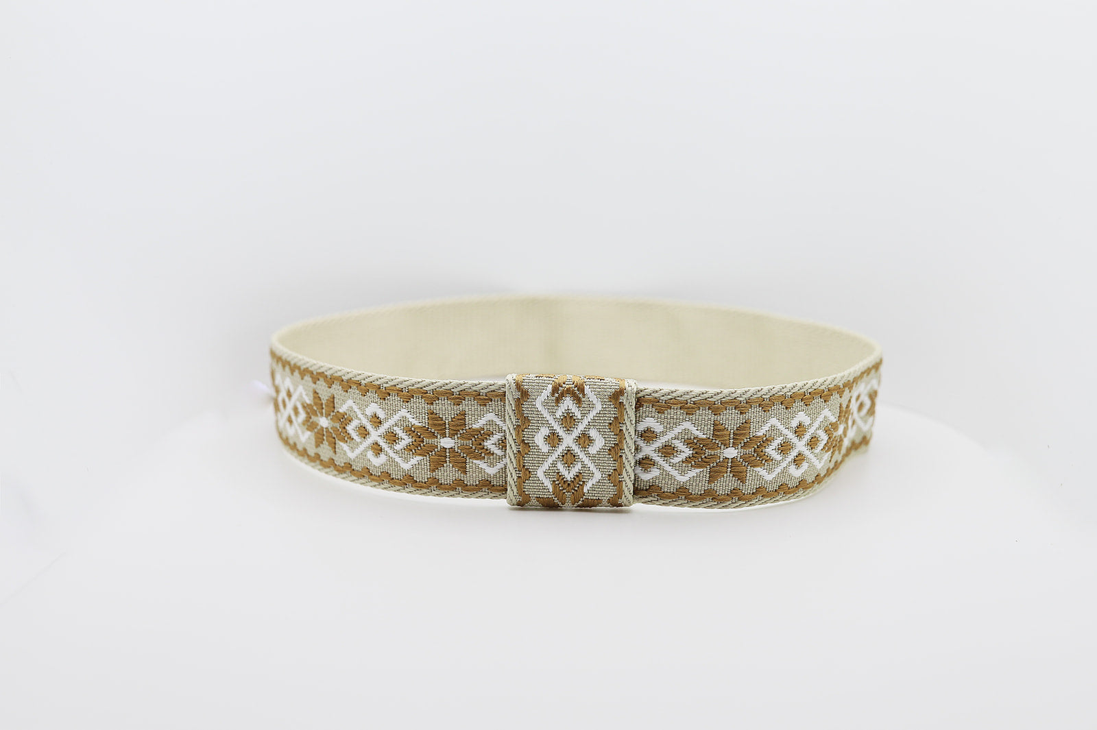 Beige White Bohemian Flowers Hatband - Hattie Lapel