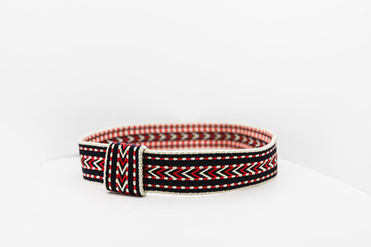 Bohemian Red White Navy Hatband - Hattie Lapel