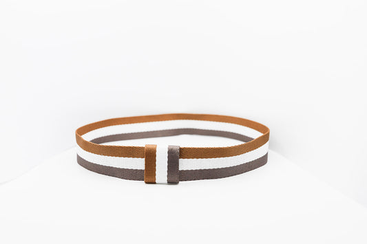 Brown Khaki White Stripe Hatband - Hattie Lapel