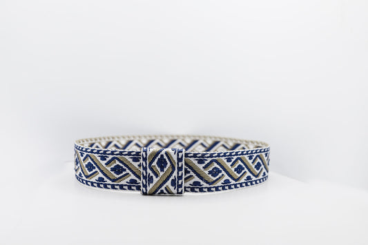 Diamond Beige White Navy Hatband - Hattie Lapel