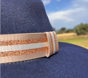 Gold Glitter White Stripe Hatband - Hattie Lapel