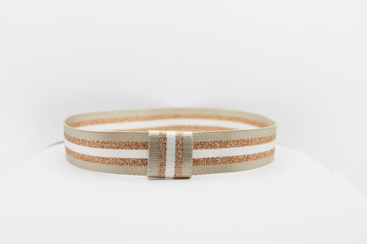 Gold Glitter White Stripe Hatband - Hattie Lapel