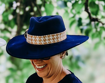 Sandstone Houndstooth Hatband - Hattie Lapel