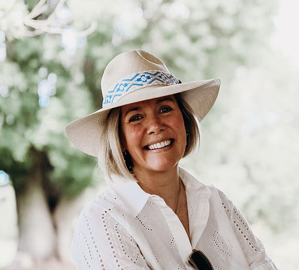 Light Blue Beige Bohemian Hatband - Hattie Lapel