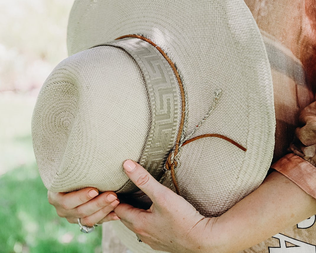 Khaki Cream Maze Hatband - Hattie Lapel