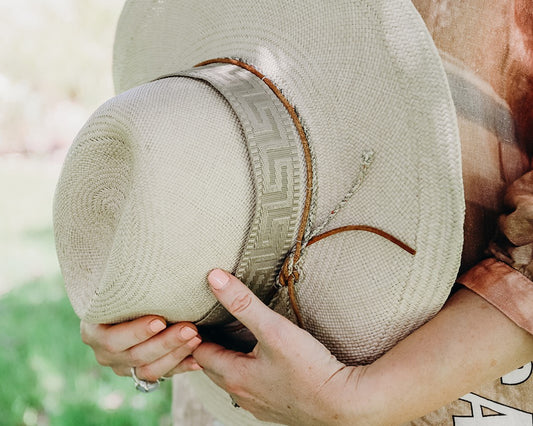 Khaki Cream Maze Hatband - Hattie Lapel