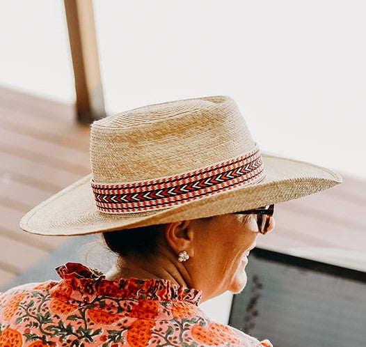 Bohemian Red White Navy Hatband - Hattie Lapel