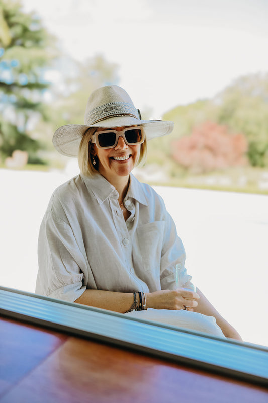 Grey Beige Bohemian Hatband - Hattie Lapel