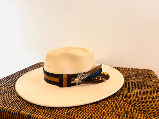 Brown Caramel Thin Stripe Hatband - Hattie Lapel