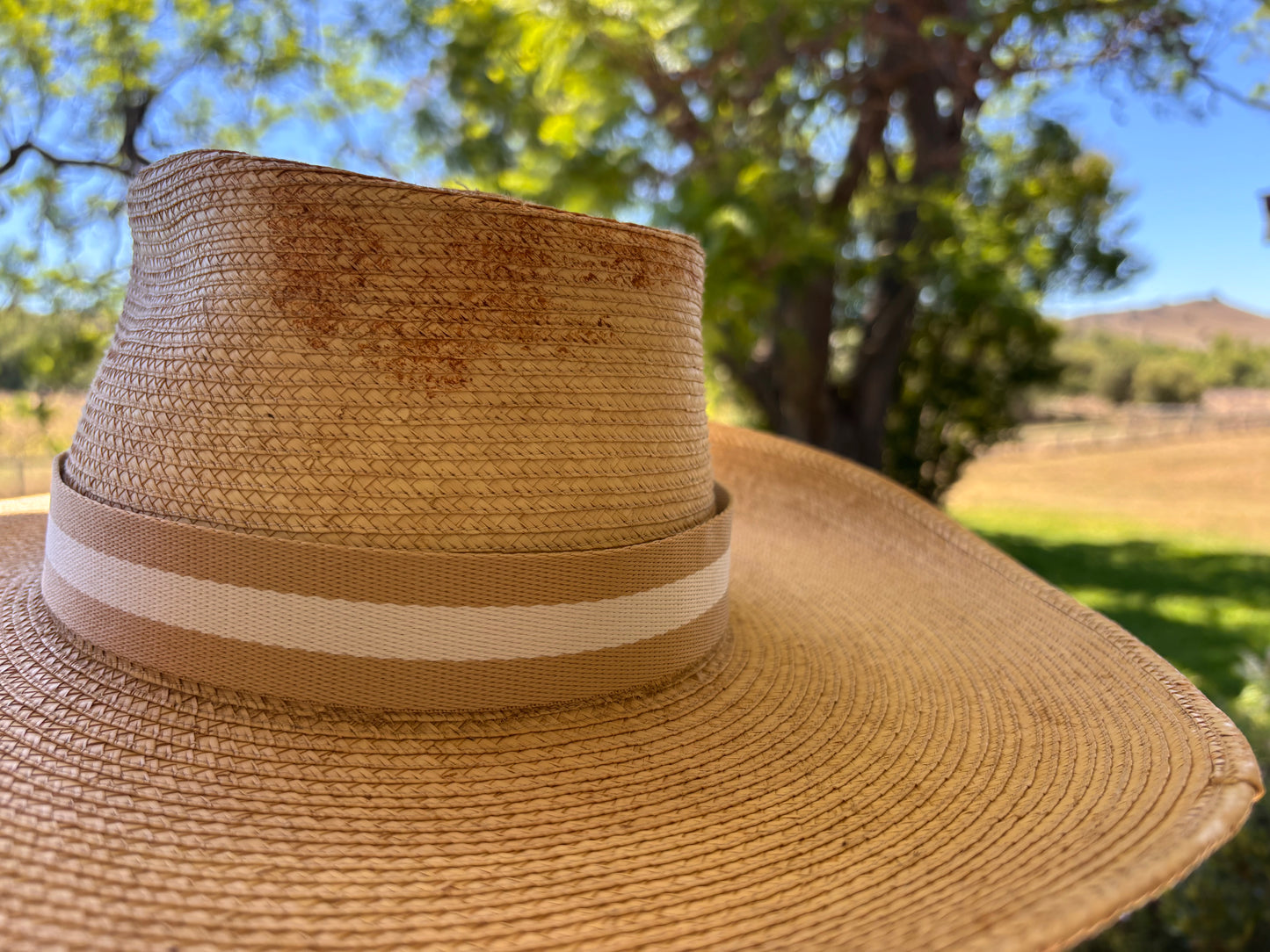 Beige White Stripe Hatband - Hattie Lapel