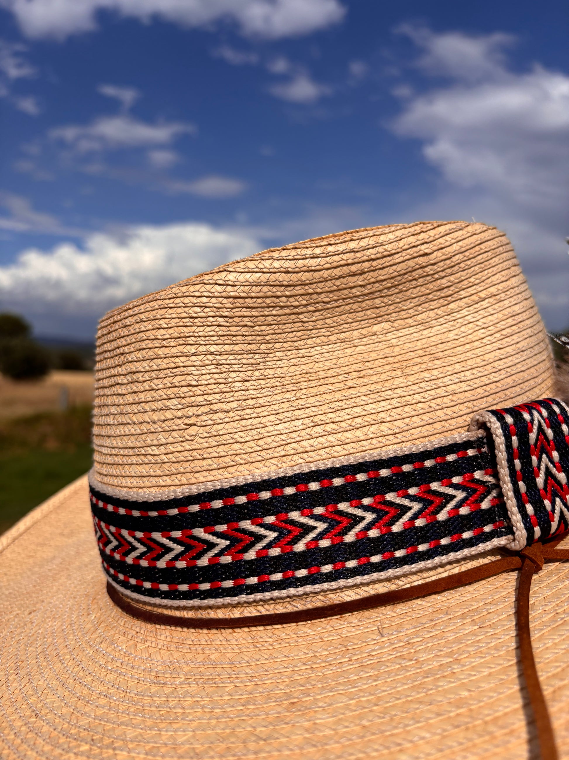 Bohemian Red White Navy Hatband - Hattie Lapel