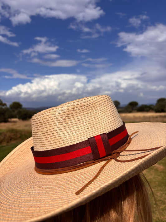 Brown Red Stripe Hatband - Hattie Lapel