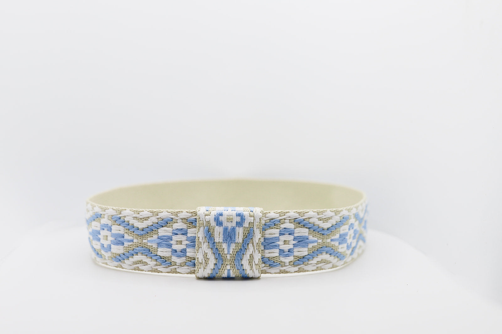 Light Blue Beige Bohemian Hatband - Hattie Lapel