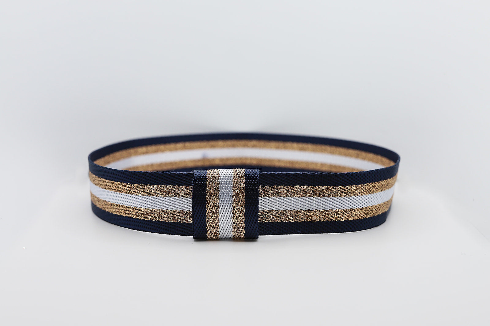 Navy Golden Stripe Hatband - Hattie Lapel