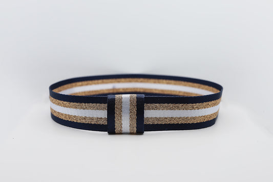 Navy Golden Stripe Hatband - Hattie Lapel
