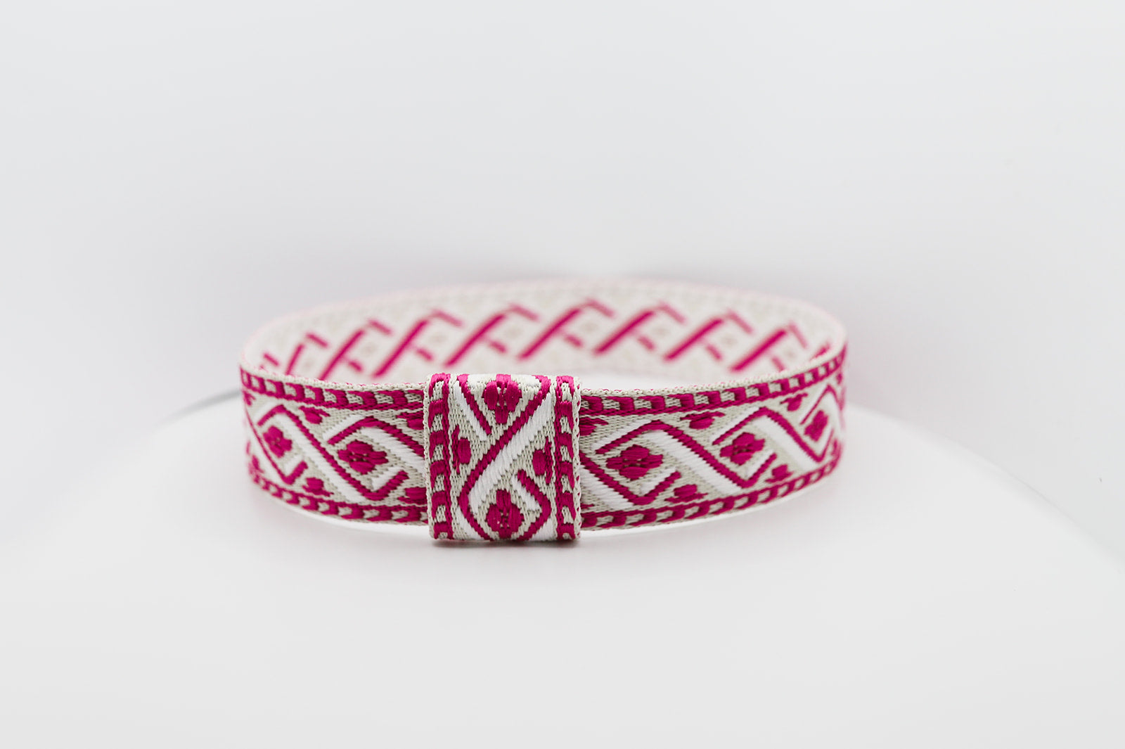 Pink White Bohemian Hatband - Hattie Lapel