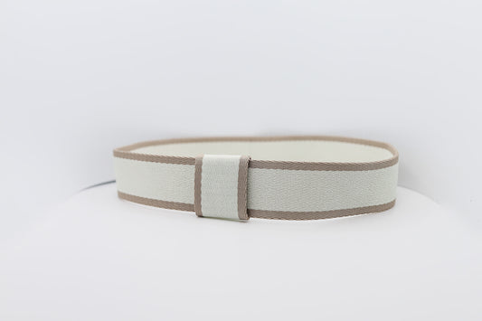 White Khaki Wide Stripe - Hattie Lapel