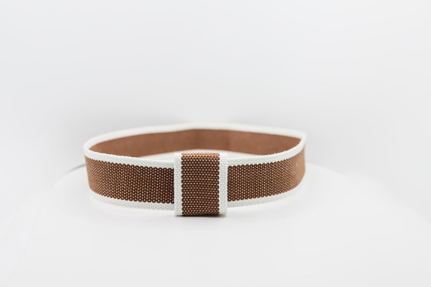 Wide Tan White Stripe Hatband - Hattie Lapel