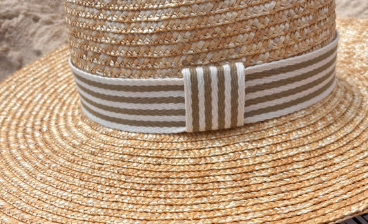 Khaki Beach Stripe Hatband - Hattie Lapel