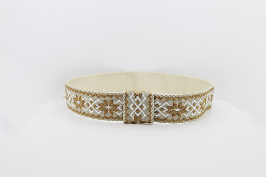 Beige White Bohemian Flowers Hatband - Hattie Lapel