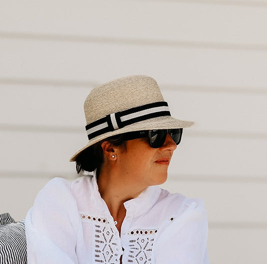 Black White Stripe Hatband - Hattie Lapel