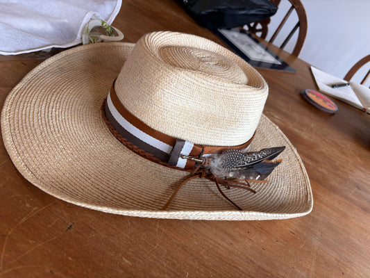 Brown Khaki White Stripe Hatband - Hattie Lapel