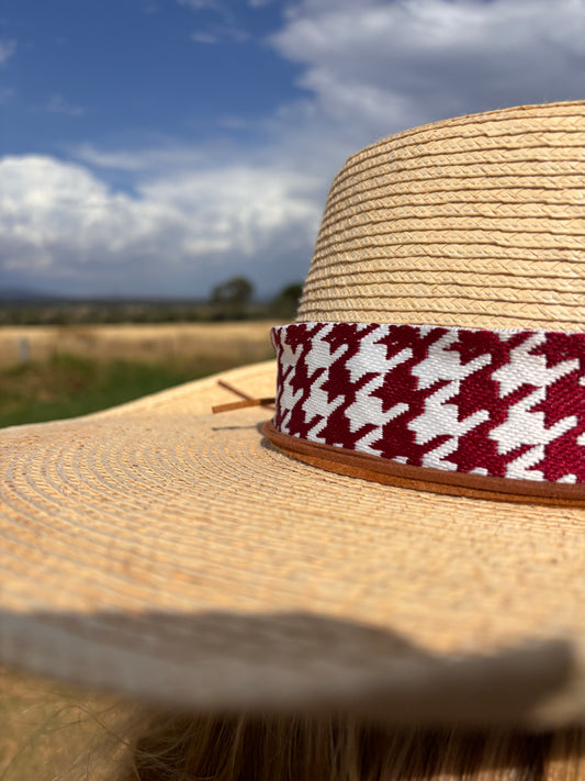 Red Houndstooth Hatband - Hattie Lapel