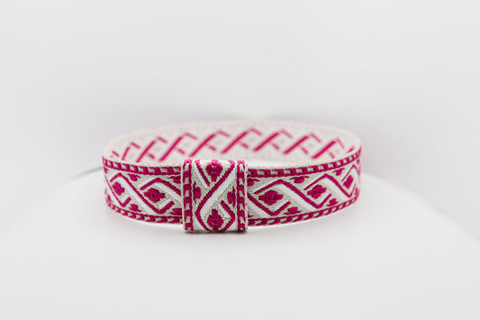 Pink White Bohemian Hatband - Hattie Lapel